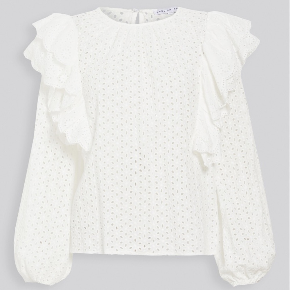 NWT English Factory Eyelet Ruffle Detailed Blouse